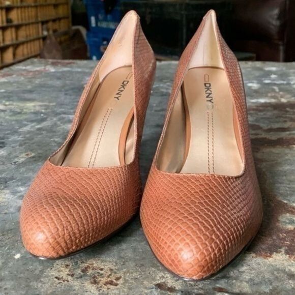 DKNY Tan Camel High Heels Snakeskin Size 10 - Picture 8 of 9